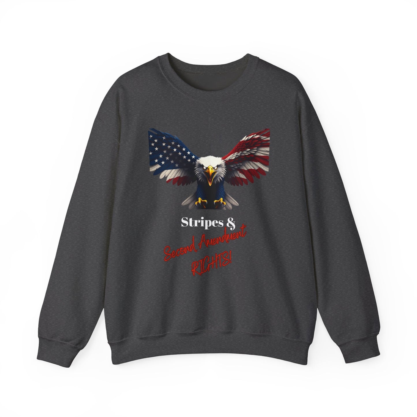 Stars & 2nd Amendment Rights Patriotic Eagle text on a Crewneck Sweatshirt