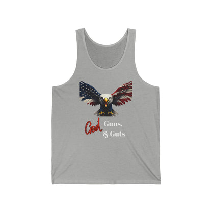 God Guns & Guts Patriotic Eagle on a Premium Tank Top