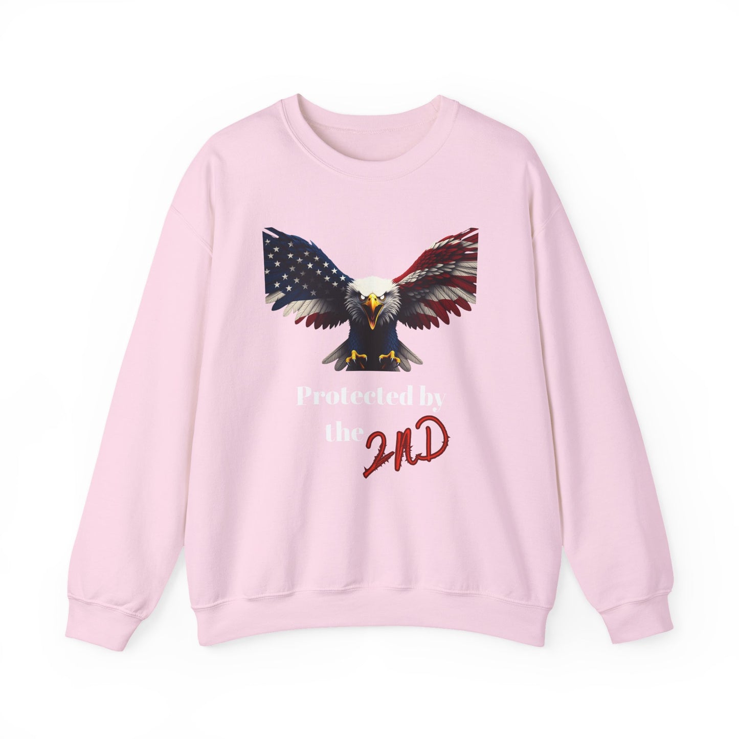 Protected By The 2nd Patriotic Eagle text on a Crewneck Sweatshirt