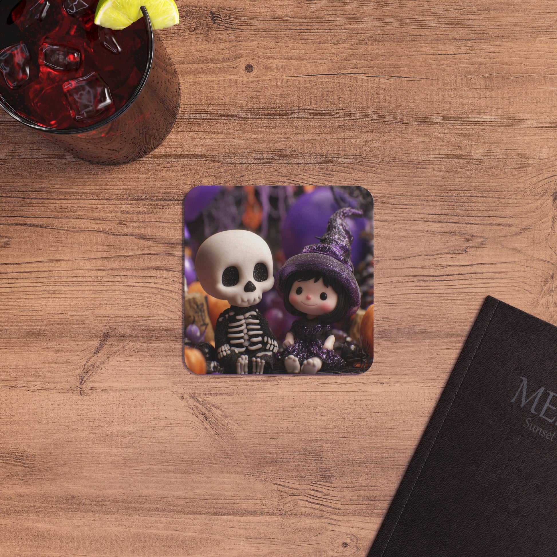 Little Skeletons on cork bottom coasters