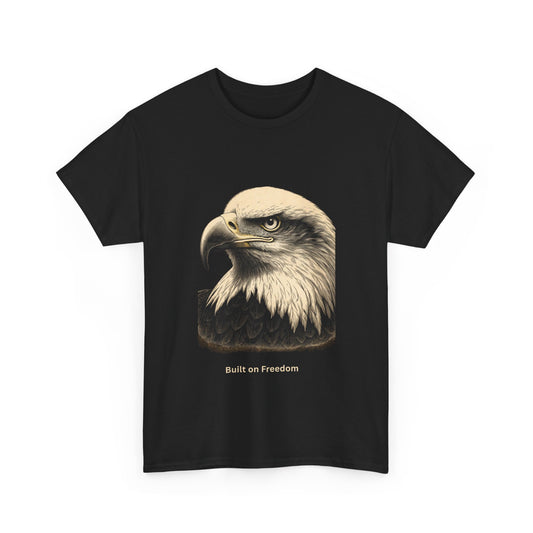 Engraved Eagle - Built for Strength - muted text on the bottom of a Heavyweight T-shirt