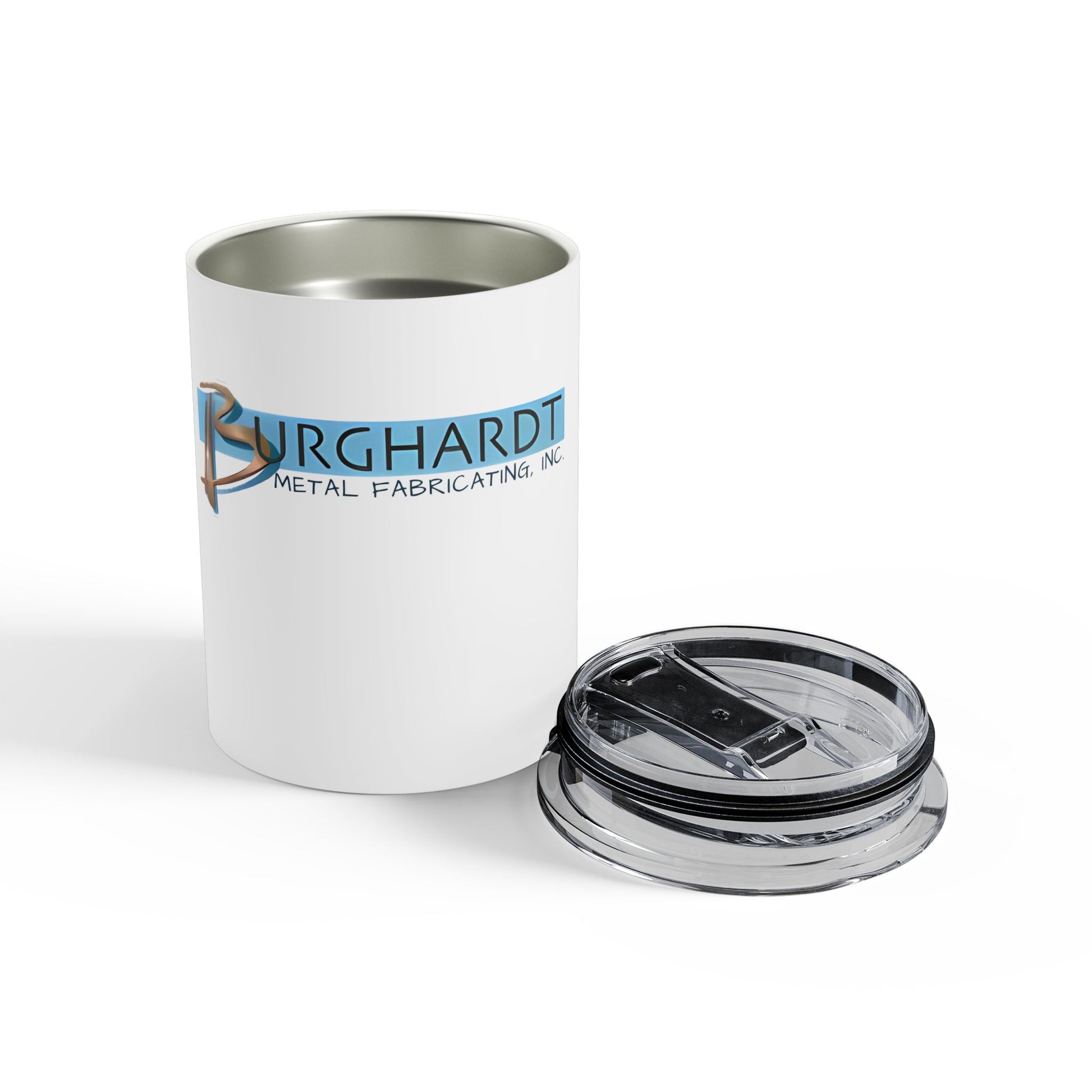 Burghardt Metal Fabricating, Inc., logo on a 10oz Stainless Steel Tumbler