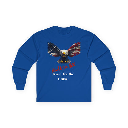 Stand For The Flag Kneel For The Cross Patriotic Eagle on a long sleeve tee