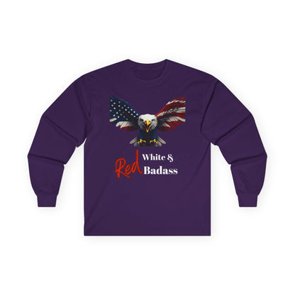 Red White & Badass Patriotic Eagle on a long sleeve tee