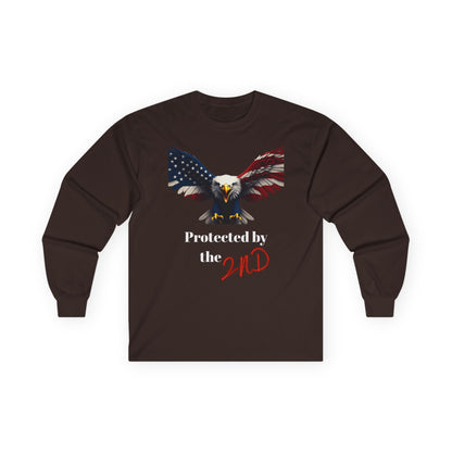 Protected By The 2nd Patriotic Eagle on a long sleeve tee