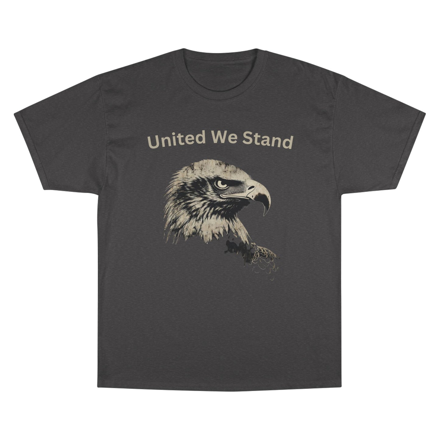 United We Stand text above an eagle head on a Champion Tee