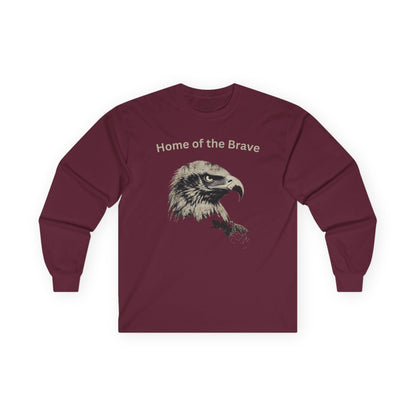 Home of the Brave text on a Long-Sleeve Tee