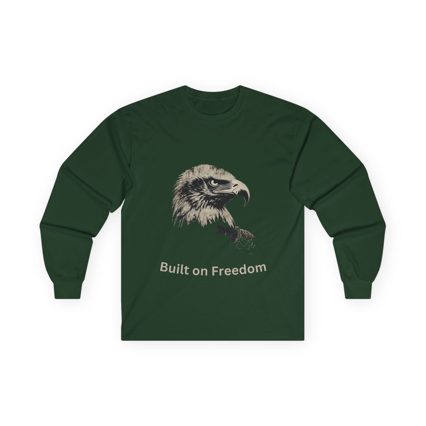 Built of Freedom text on a Long-Sleeve Tee