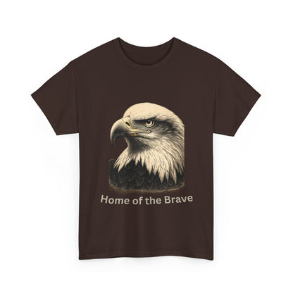 Engraved Eagle - Home of the Brave - text on the bottom of a Heavyweight T-shirt