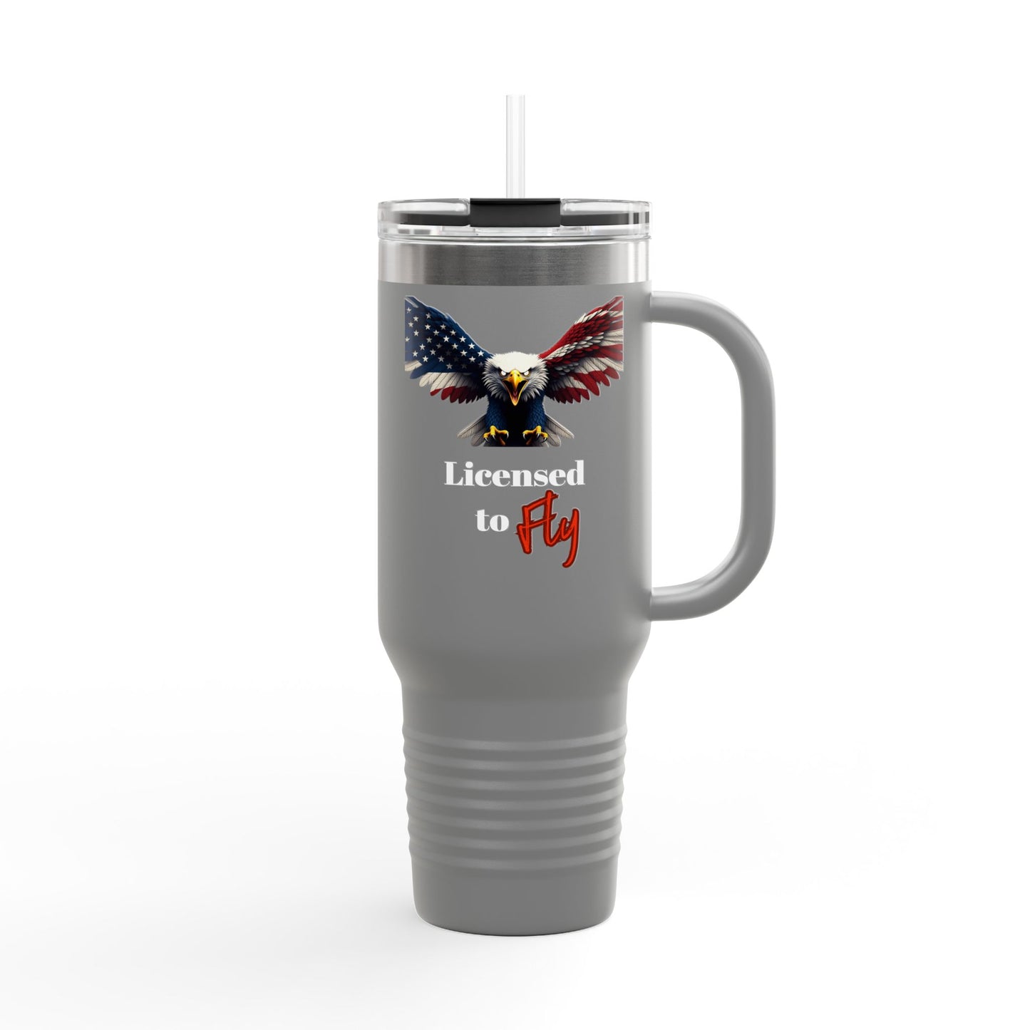 Licensed To Fly Patriotic Eagle – 40oz Insulated Travel Mug