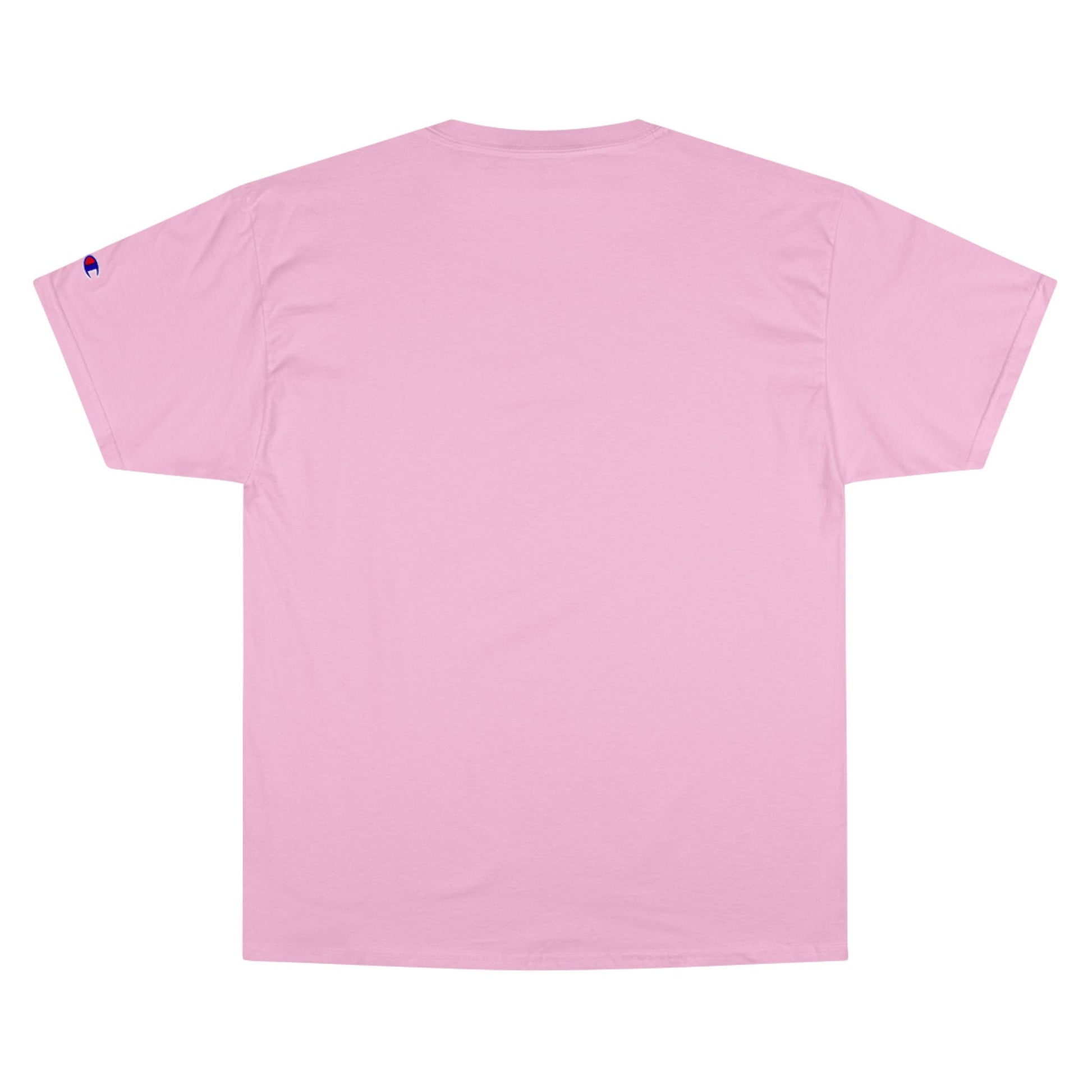 American Made small font text below an eagle head on a Champion Tee
