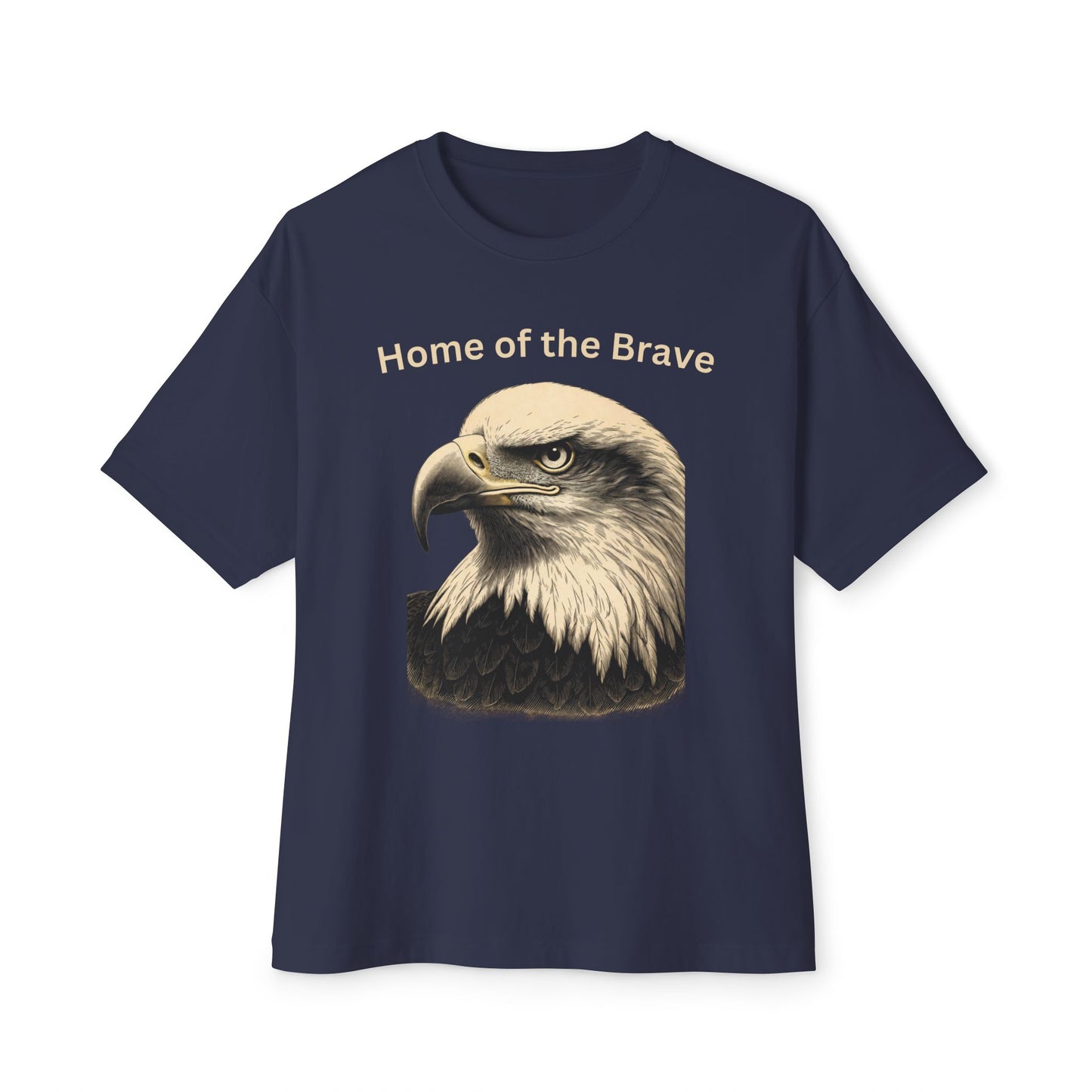 Engraved Eagle - Home of the Brave text at the top of a premium tee
