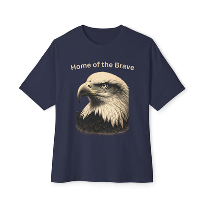Engraved Eagle - Home of the Brave text at the top of a premium tee