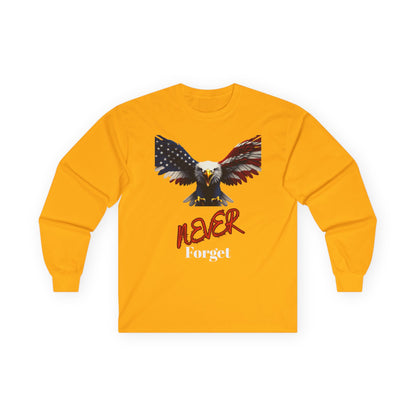 Never Forget Patriotic Eagle on a long sleeve tee