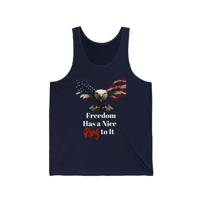 Freedom Has A Nice Ring To It Patriotic Eagle on a Premium Tank Top