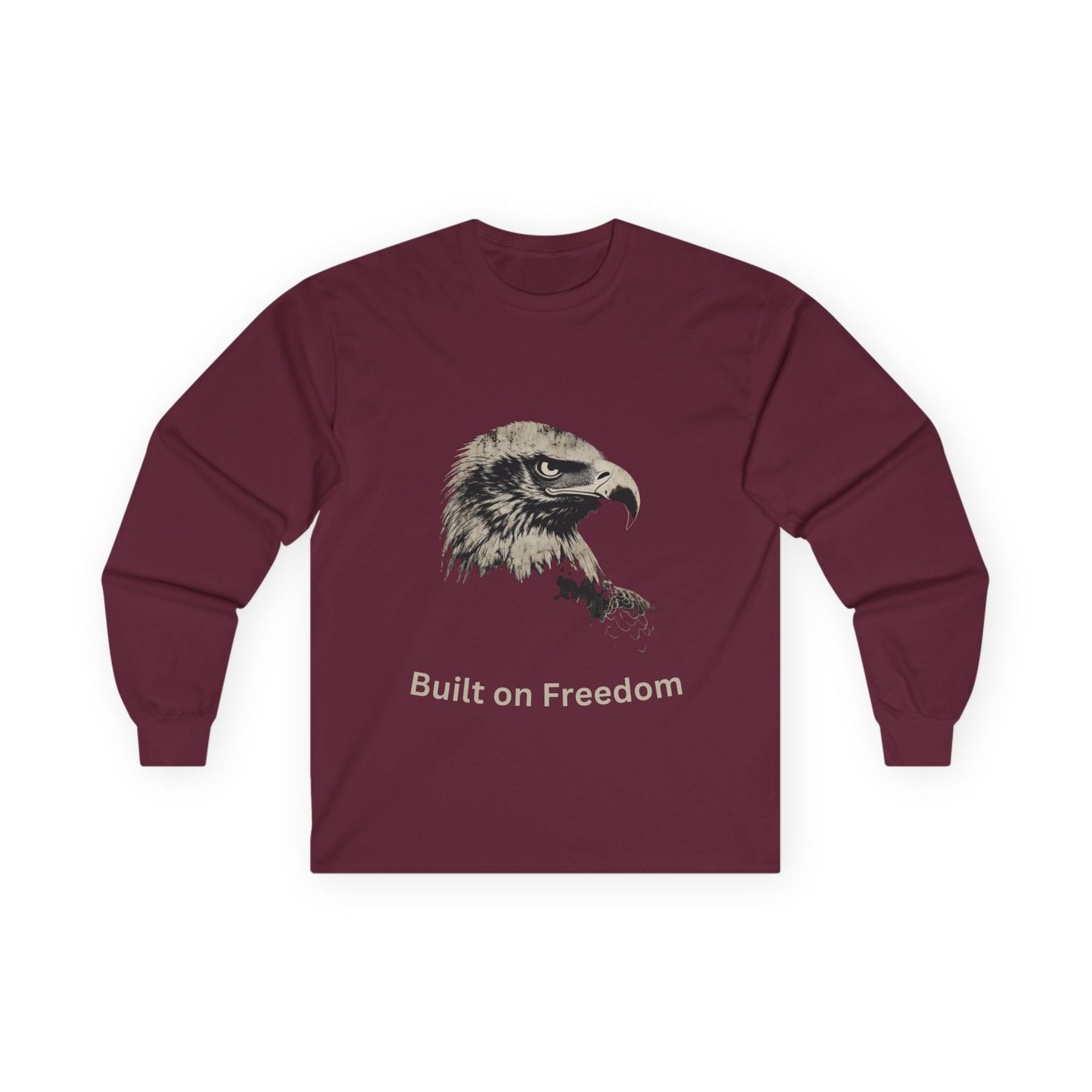 Built of Freedom text on a Long-Sleeve Tee