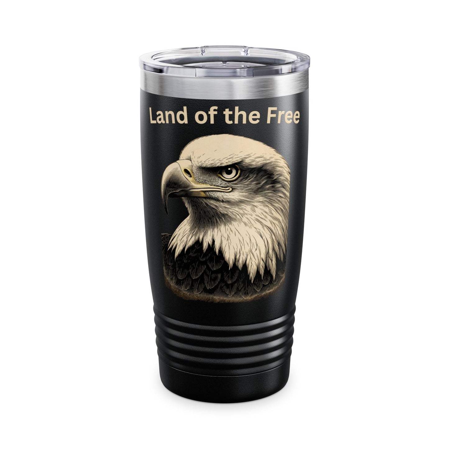 Land of the Free text at the top of a 20oz Insulated Tumbler
