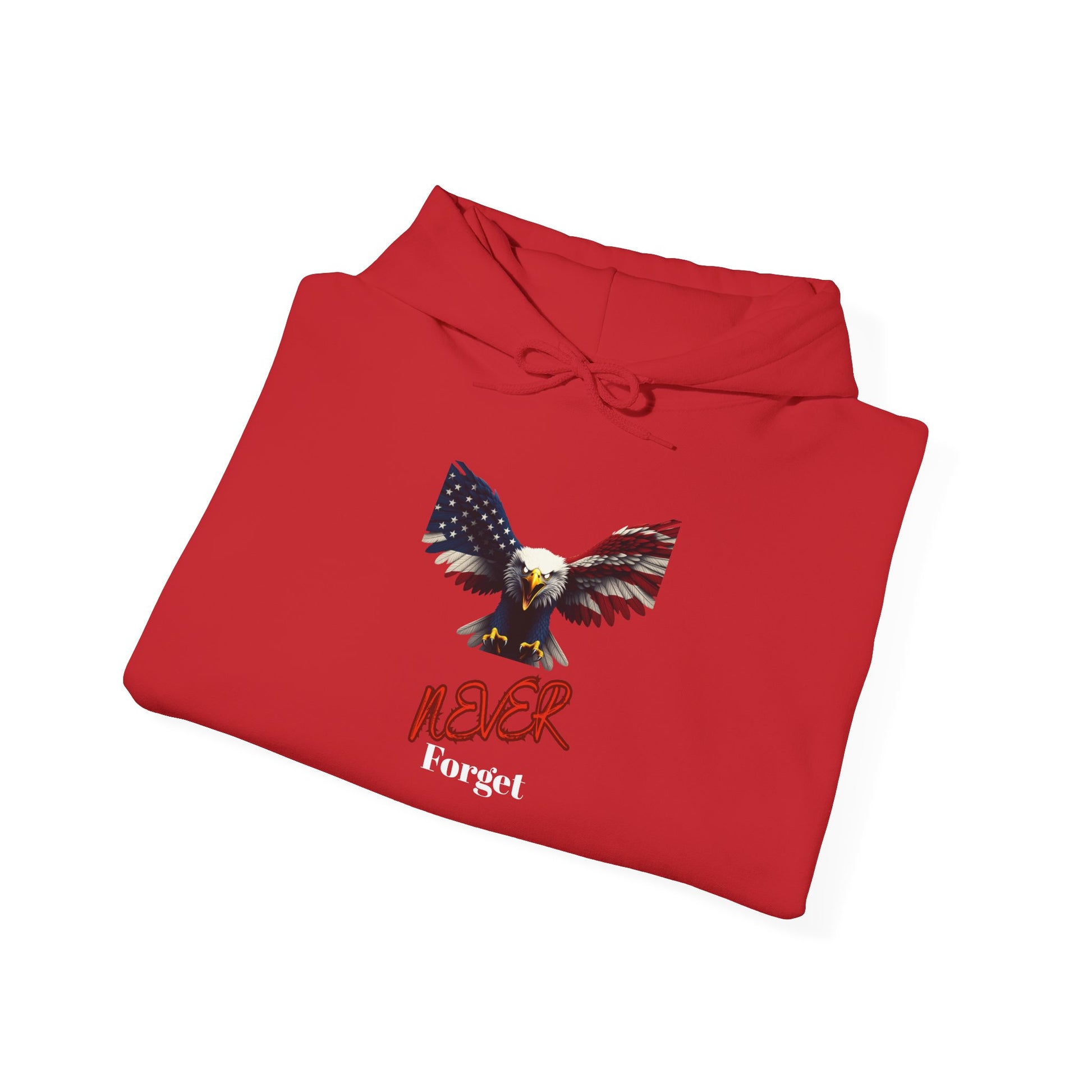 Never Forget Patriotic Eagle on a Pullover Hoodie