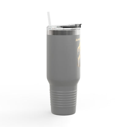 American Made text on the top of a  40oz Insulated Travel Mug