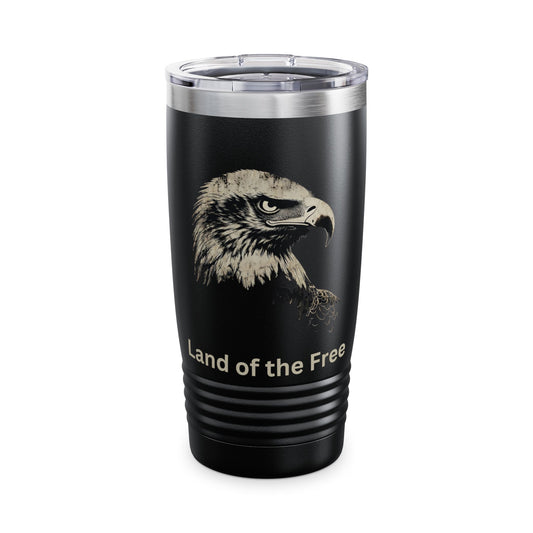 Land of the Free text at the bottom of a 20oz Insulated Tumbler