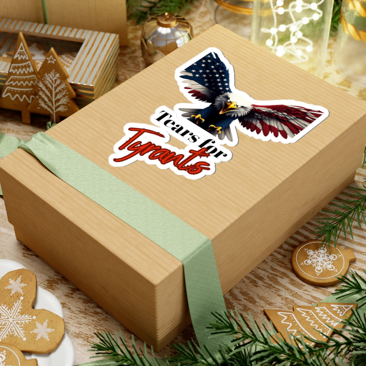 Tears For Tyrants Patriotic Eagle on a Kiss-Cut Stickers