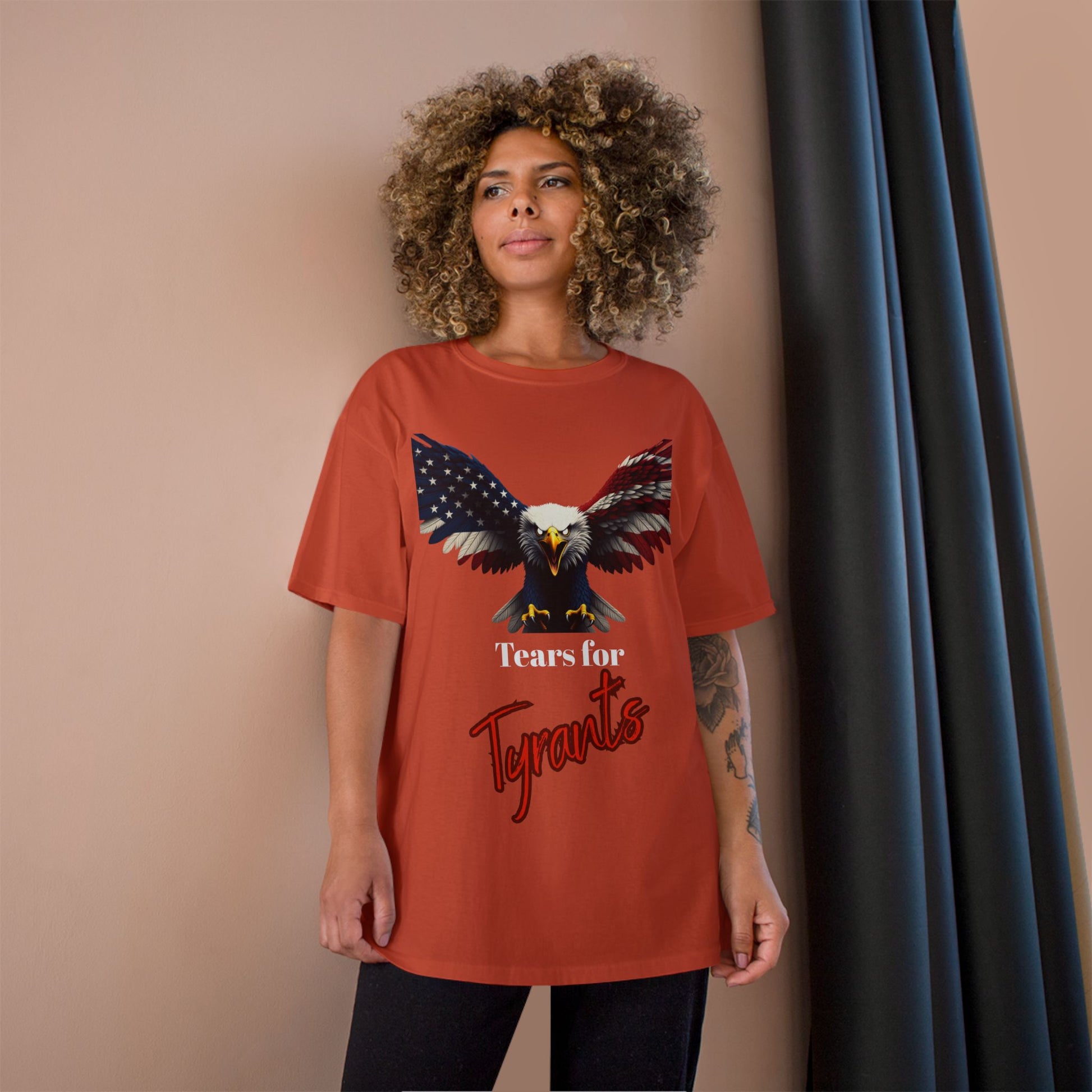 Tears For Tyrants Patriotic Eagle on a Champion T-shirt