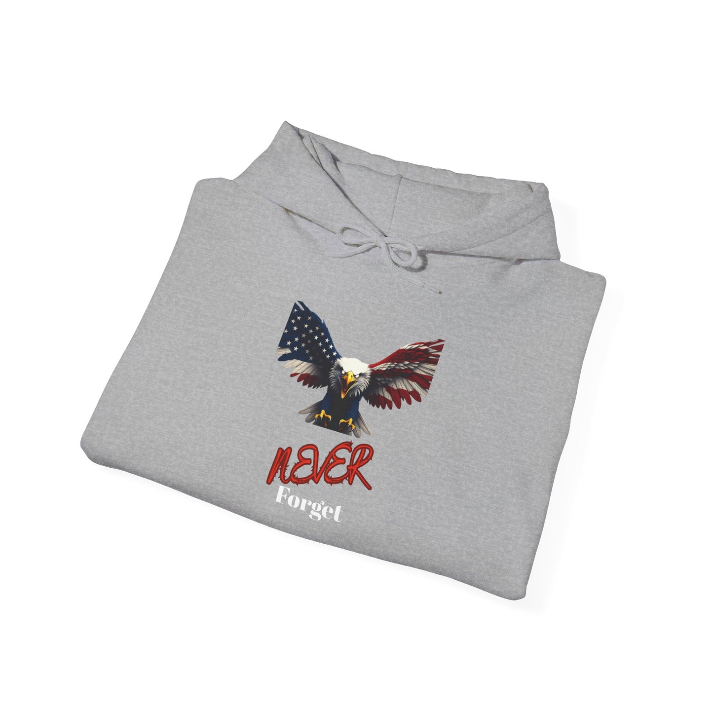 Never Forget Patriotic Eagle on a Pullover Hoodie