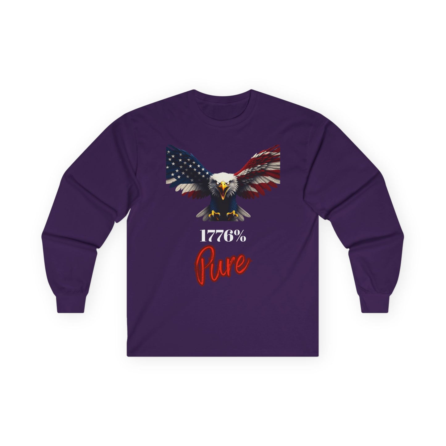 1776% Pure Patriotic Eagle on a long sleeve tee