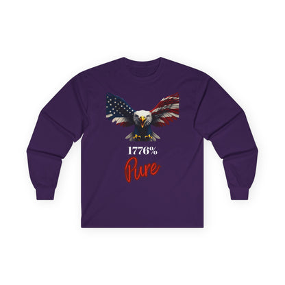1776% Pure Patriotic Eagle on a long sleeve tee