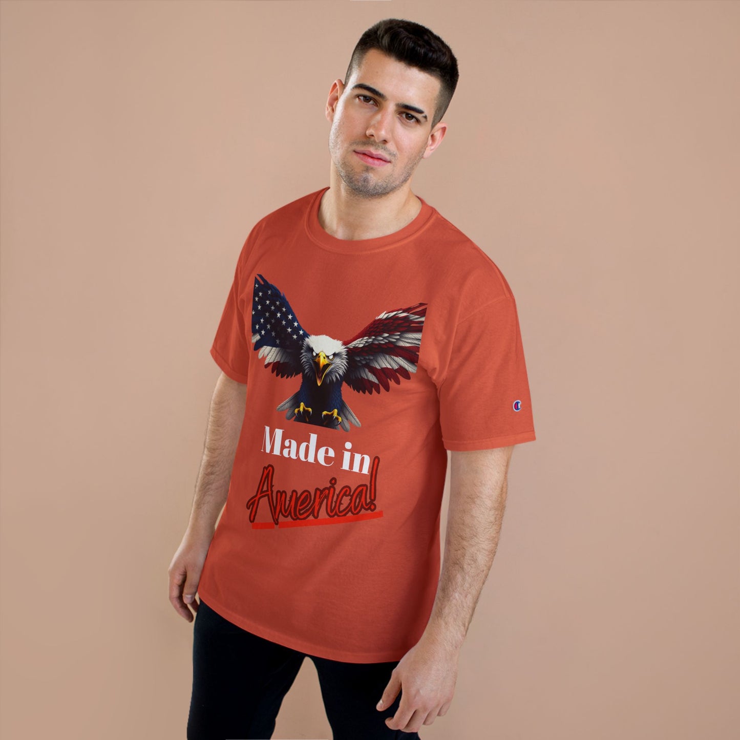 Made In America Patriotic Eagle on a Champion T-shirt