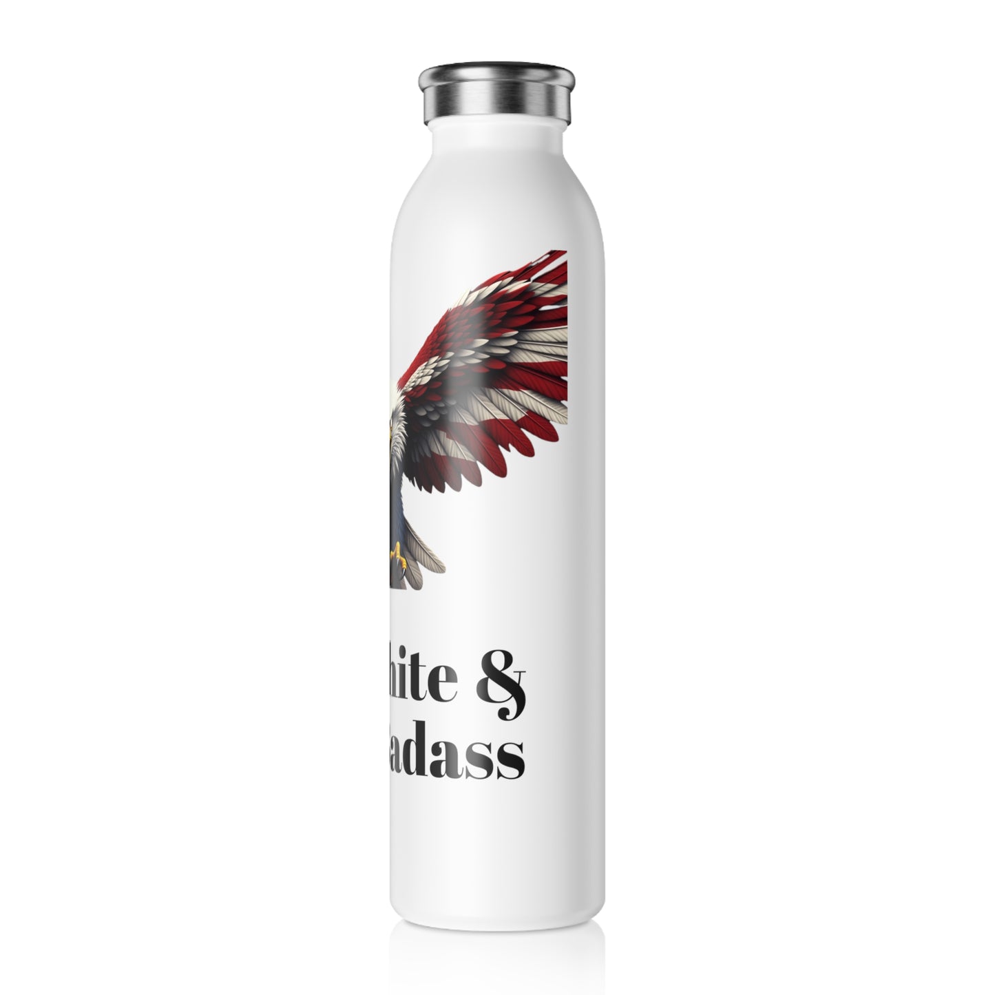 Red White & Badass Patriotic Eagle on a 20oz Stainless Steel Water Bottle