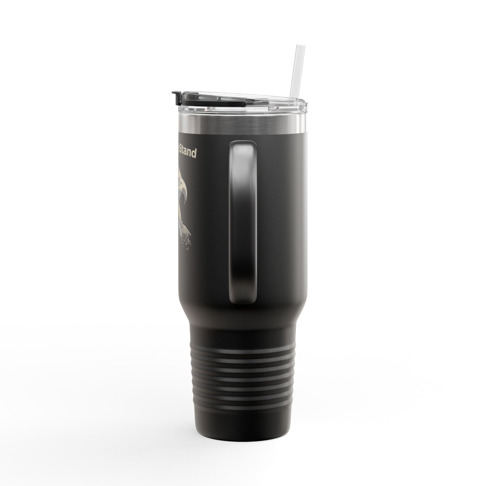 United We Stand text on the top of a  40oz Insulated Travel Mug