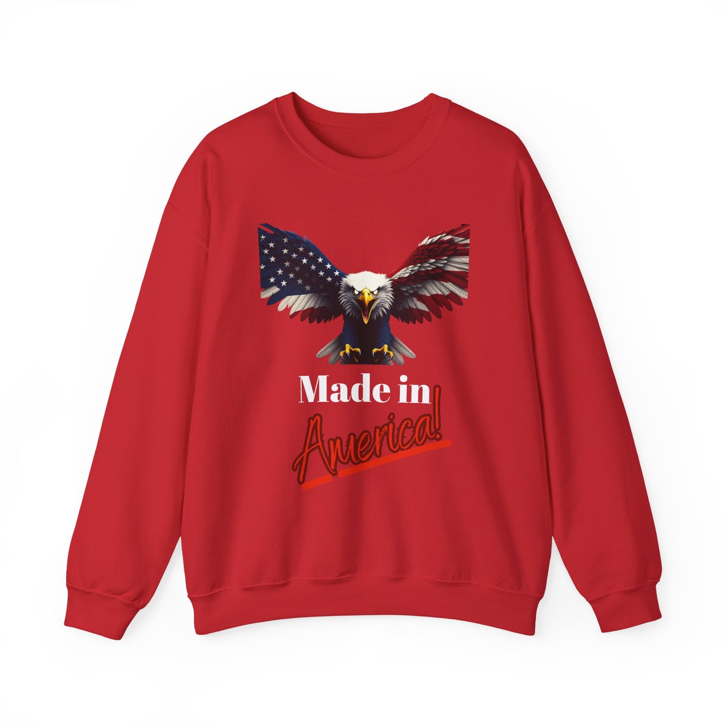 Made In America Patriotic Eagle text on a Crewneck Sweatshirt