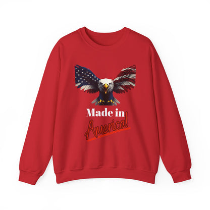 Made In America Patriotic Eagle text on a Crewneck Sweatshirt