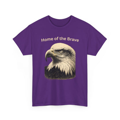 Engraved Eagle - Home of the Brave - text on the top of a Heavyweight T-shirt