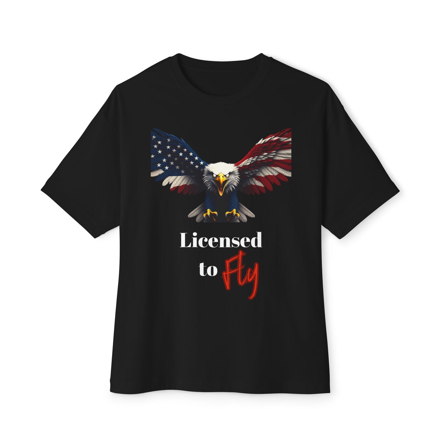 Licensed To Fly Patriotic Eagle on a Premium Tee