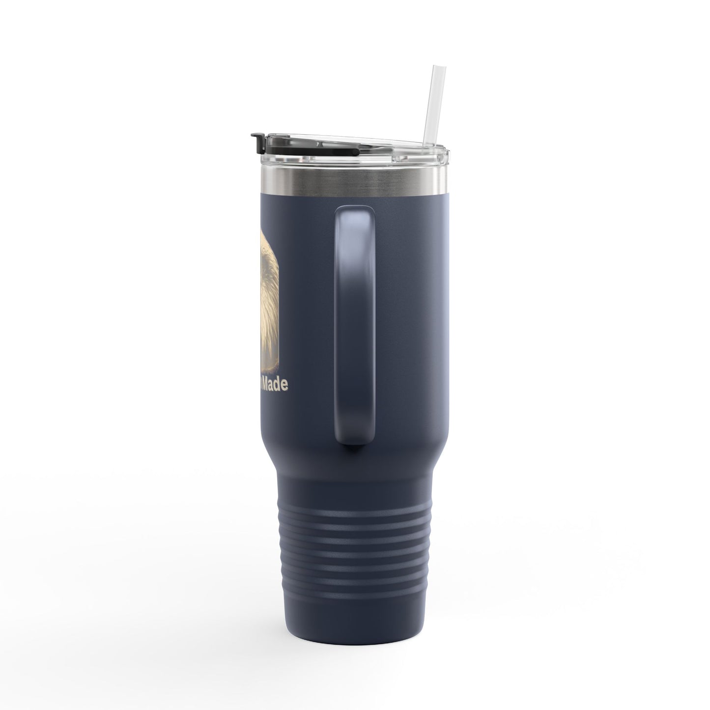 American Made text on the bottom of a  40oz Insulated Travel Mug