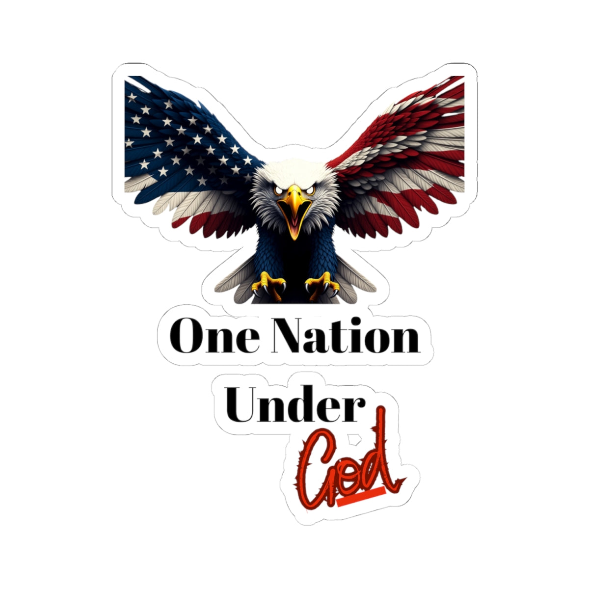 One Nation Under God Patriotic Eagle on a Kiss-Cut Stickers