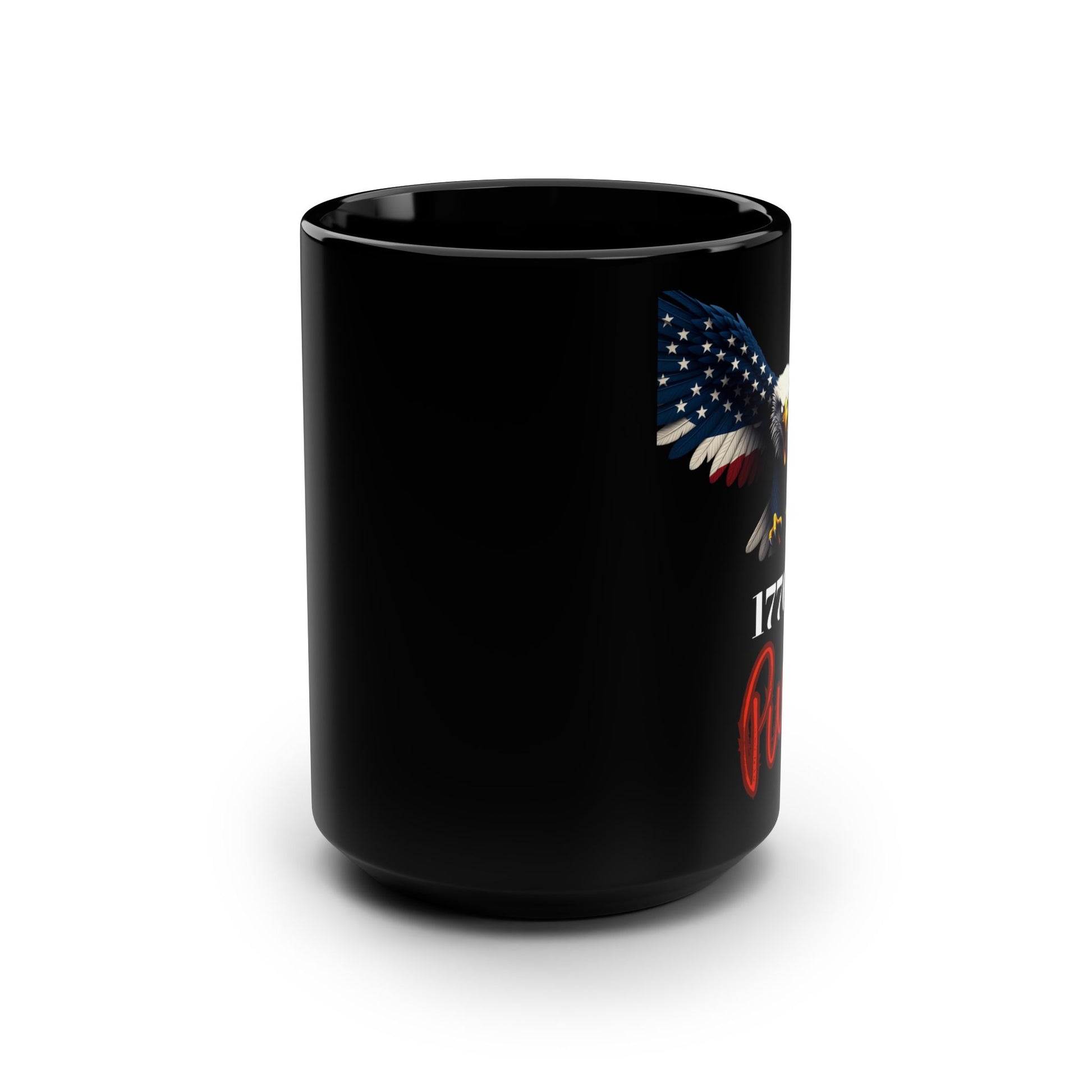 Patriotic Eagle 1776% Pure on a Black Mug 15oz