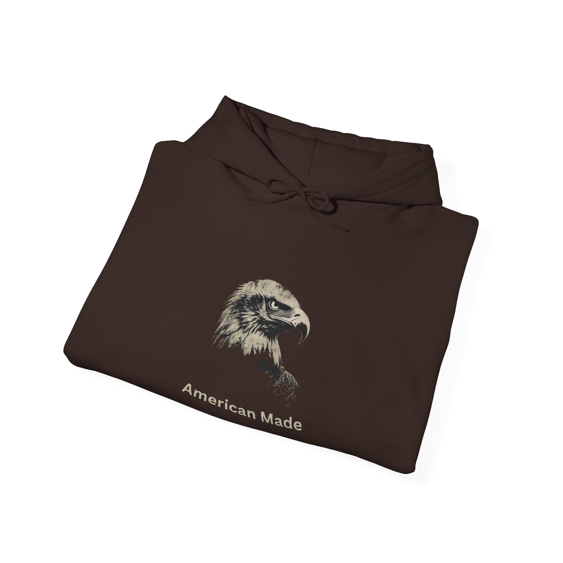 American Made text beneath an eagle head on a Pullover Hoodie