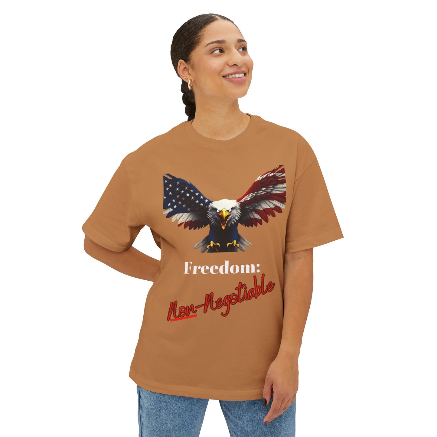 Freedom Non-Negotiable Patriotic Eagle on a Premium Tee