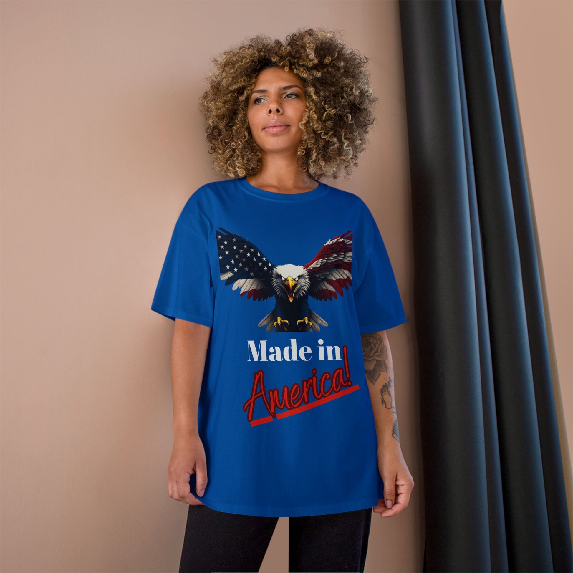 Made In America Patriotic Eagle on a Champion T-shirt