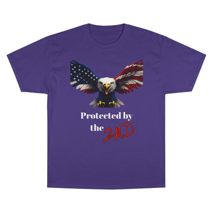 Protected By The 2nd Patriotic Eagle on a Champion T-shirt