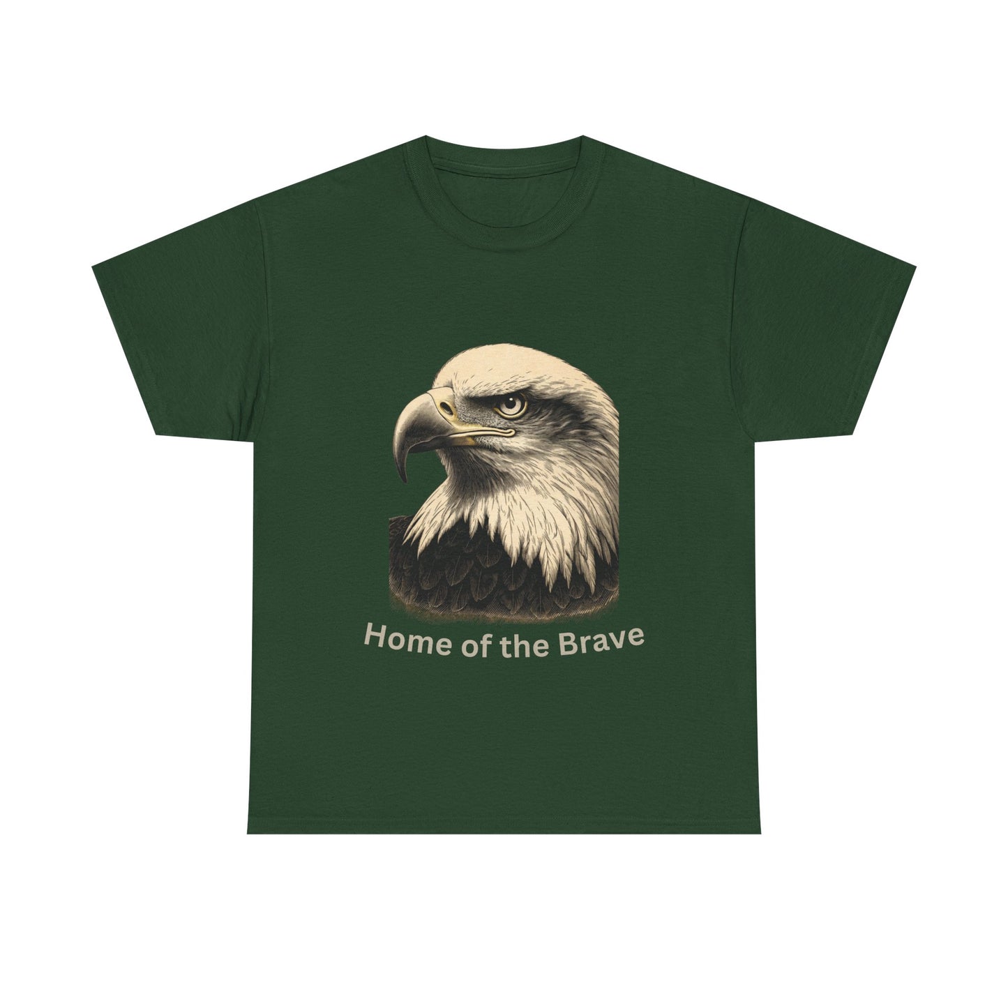 Engraved Eagle - Home of the Brave - text on the bottom of a Heavyweight T-shirt