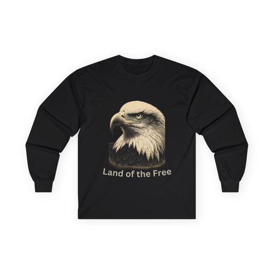 Land of the Free text on a Long-Sleeve Tee