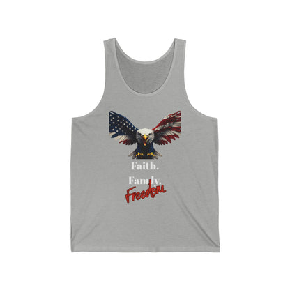 Faith. Family. Freedom Patriotic Eagle on a Premium Tank Top