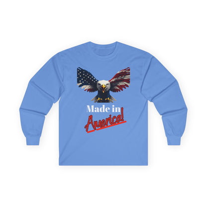 Made In America Patriotic Eagle on a long sleeve tee