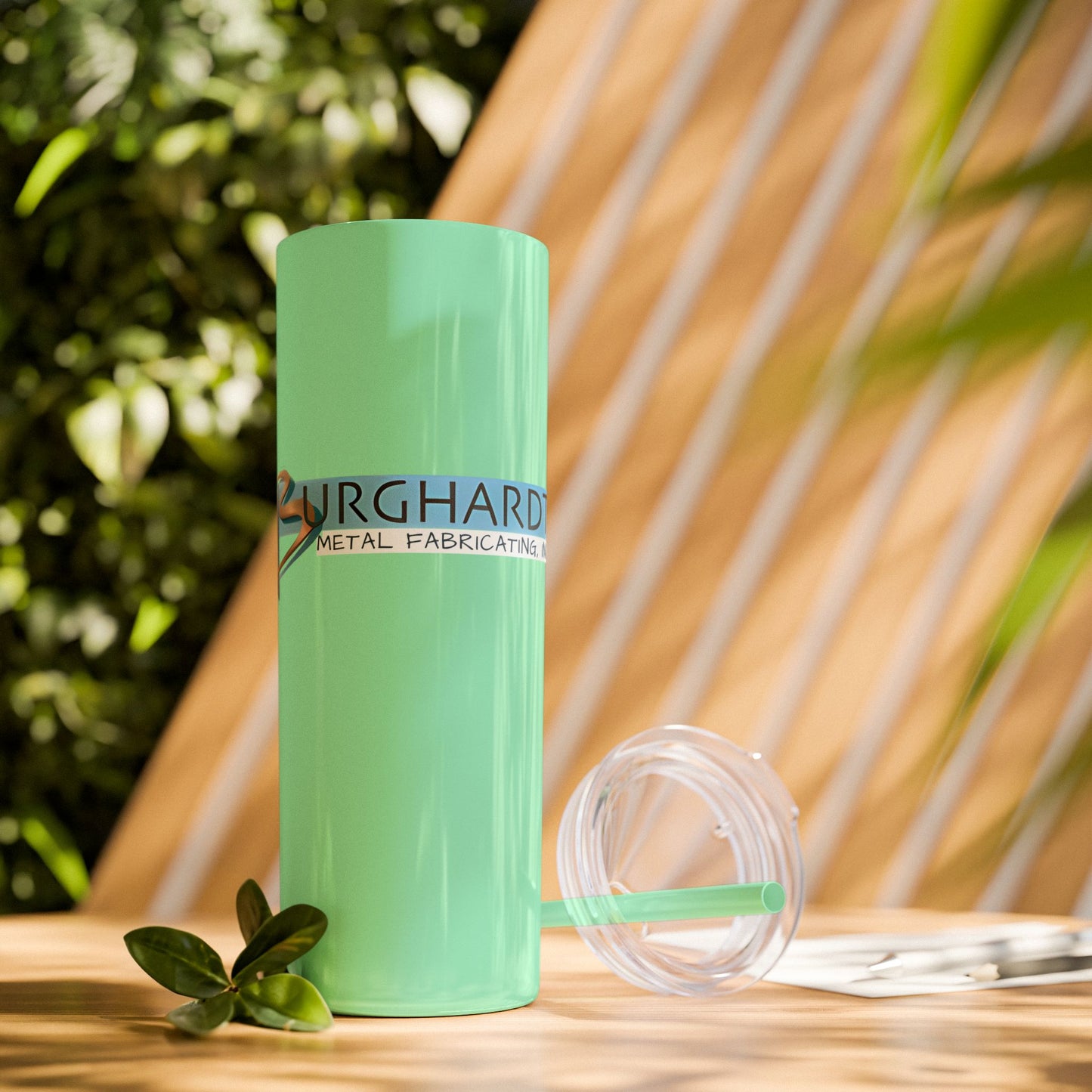 Burghardt Metal Fabricating, Inc., logo on a 20oz Skinny Tumbler