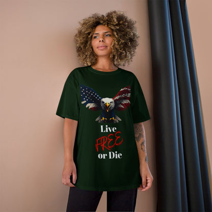 Live Free Or Die Patriotic Eagle on a Champion T-shirt
