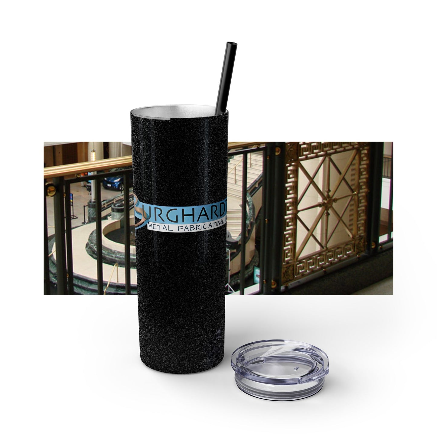 Burghardt Metal Fabricating, Inc., logo on a 20oz Skinny Tumbler
